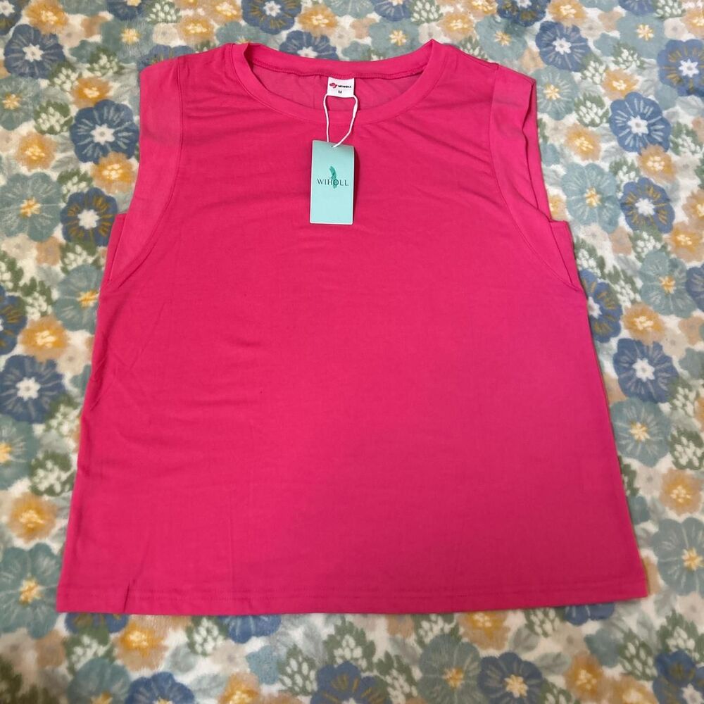 WIHOLL Hot pink sleeveless workout top women's medium nwt